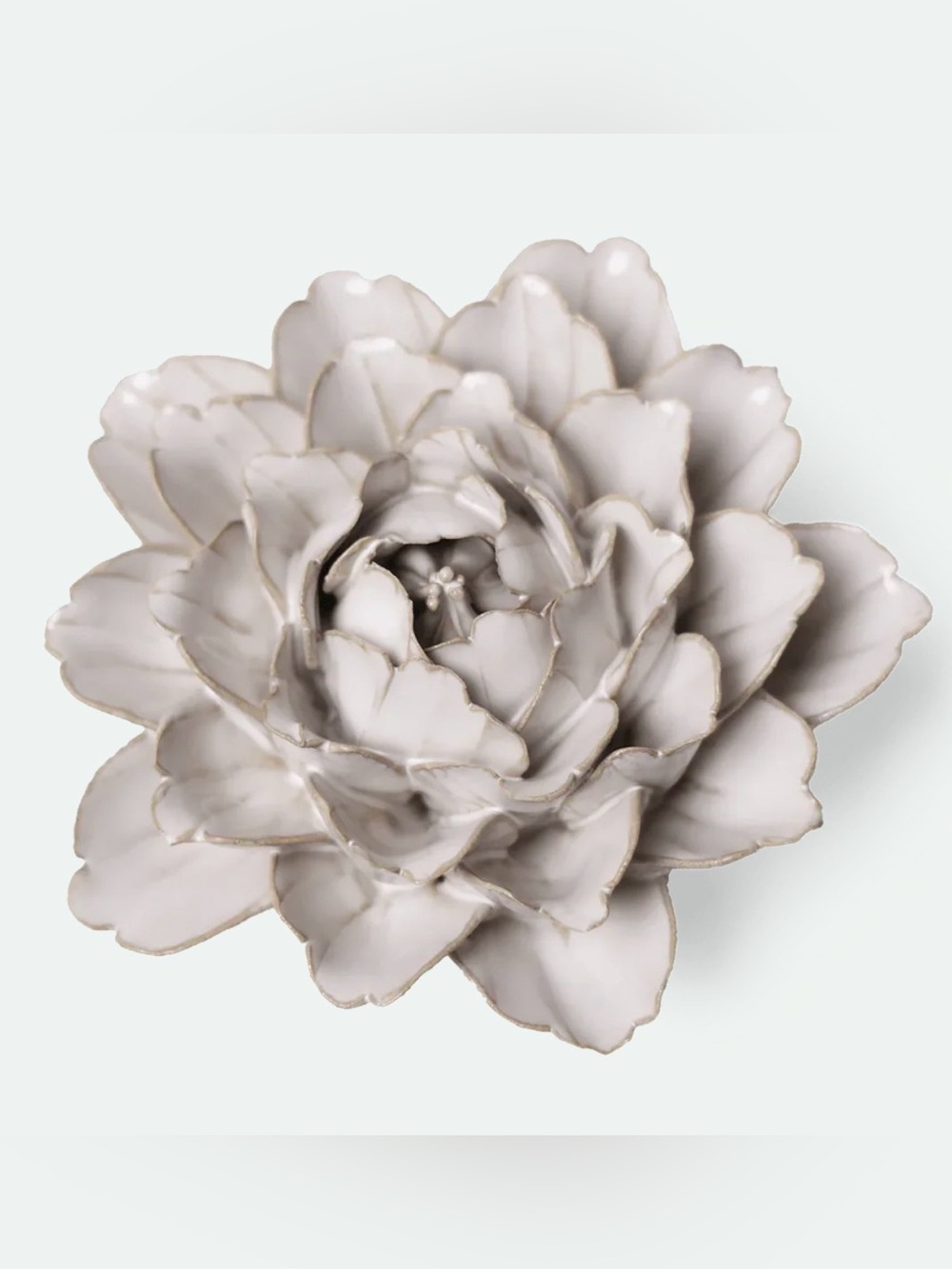 CHIVE Ceramic Hand Crafted Ivory Comanche Peony With Hanging Keyhole